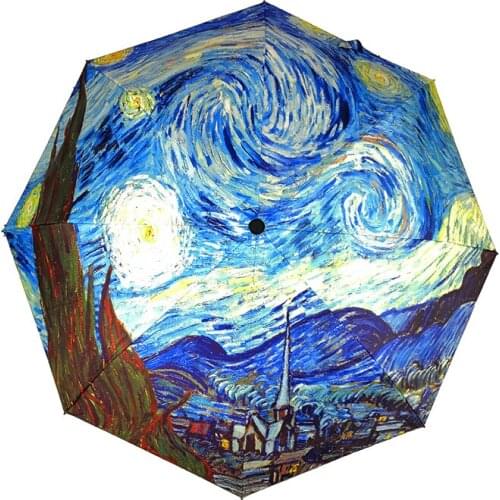 2018 New Van Gogh Oil Painting Arts Umbrella Design Gravity Falls Bill Cipher High Quality Foldable Umbrella