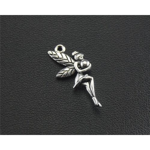 30pcs Silver Color Angel with ball Charm DIY Necklace Bracelet Findings 9x22mm A1500