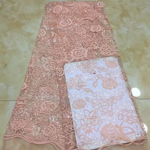 5yards/pc) Beautiful embroidered African French net lace fabric with sequins new design for party dress FZX016
