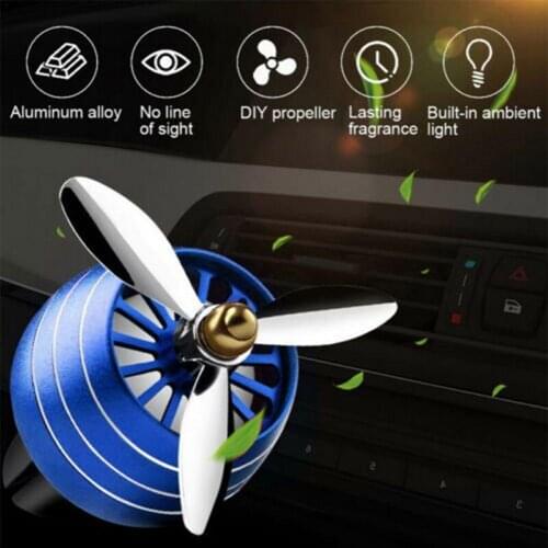 Car Air Outlet Holder Propeller LED Light Automatic Rotated Car Air Freshener Aroma Diffuser Auto Interior Air Purifier Ornament
