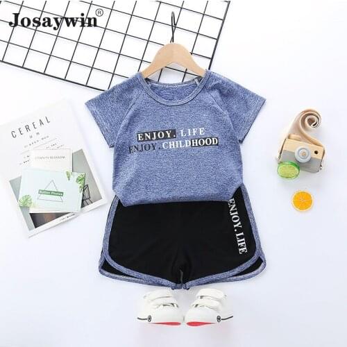 Children Suits Kids Girls Boys Sports 2 Pieces Sets Short Sleeve Top+Shorts Jersey Outfits Active Summer Baby Clothes Sets