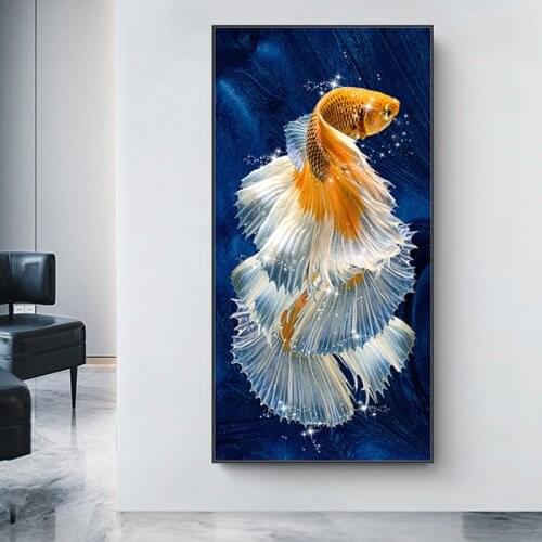 Koi Fish Feng Shui Carp Lotus Pond Canvas Painting Modern Posters and Prints Wall Art Picture for Living Room Home Decor Cuadros