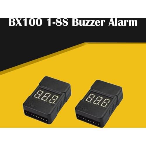 Good Sale 2Pcs BX100 Battery Voltage Tester Meter Low Voltage Alarm Buzzer For 1~8S Lipo Battery