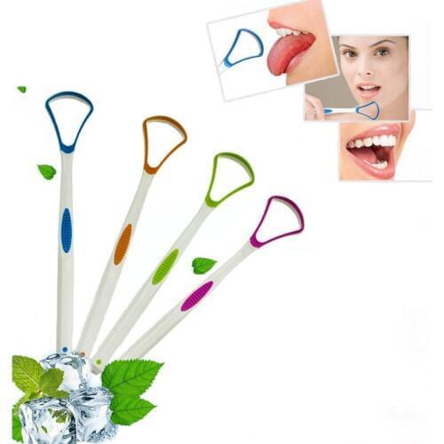 Oral Hygiene Tools Tongue Cleaner Removed Bad Breath Hand Scraper Brush Portable Dental Care Cleaning 1 PC Silica Handle