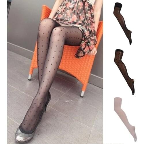 Womens Tights Classic Small Polka Dot Silk Stockings Thin Ladies Vintage Faux Tattoo Stockings Pantyhose Female Hosiery