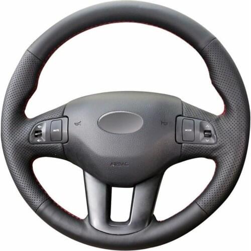 Top Leather Steering Wheel Hand-stitch on Wrap Cover For Kia Sportage 3 2011-2014 Kia Ceed 2010