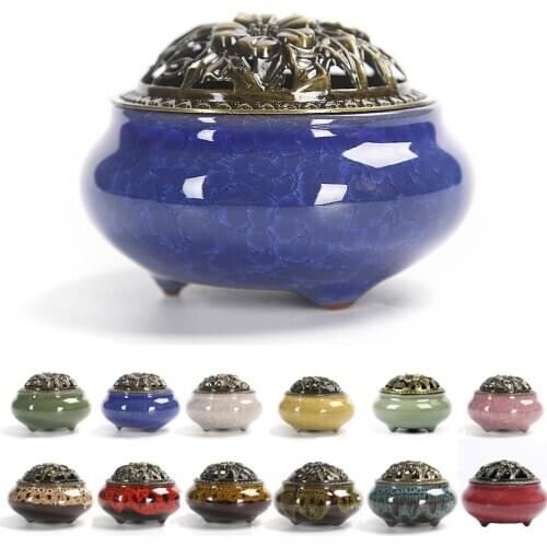 Fashion Lucky Home Decoration for Incense Black Glaze Disc Censer Ceramic Incense Burner Incense Seat Indoor Household
