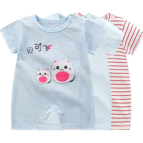Baby Clothes Jumpsuit Children Summer Round Neck Soft Breathable Cute Printed Kid Romper Pajamas Boy Girl Clothes For Newbies