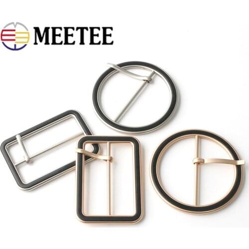 Meetee 2pcs 25-50mm Metal Belt Buckle for Bag Straps Adjust Clasp Shoes Hook Pin Buckles Webbing Tape Head DIY Coat Decor Button