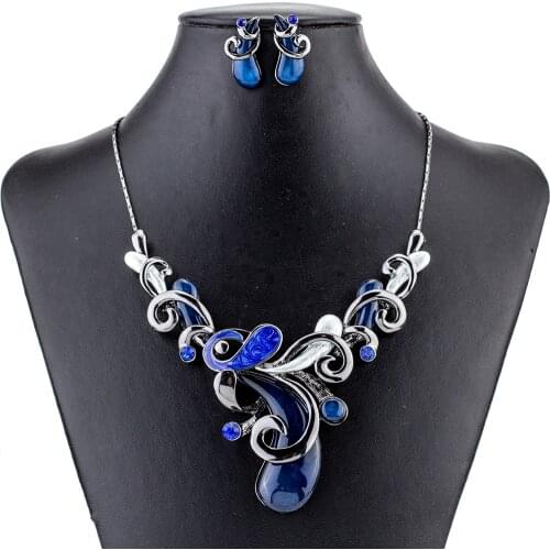 MS1504913 Fashion 5 Colors Jewelry Sets High Quality Necklace Sets For Women Jewelry Blue Resin Unique Design Party Gift