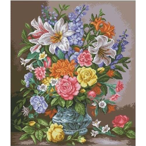 Vase full of flowers patterns Counted Cross Stitch 11 14CT 18CT 28CT DIY Cross Stitch Kit Embroidery Needlework Sets home decor