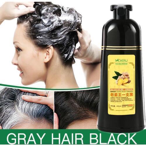 Mokeru 2pcs/Lot Natural Ginger 5 Minutes Fast Hair Dye Shampoo Organic Hair Dye Permanent Black Shampoo For Women