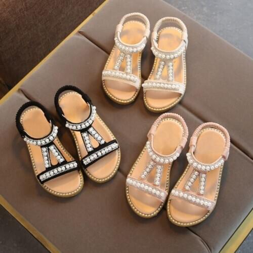 2021 Summer New Fashion Girls Sandals Soft Bottom Princess Shoes Diamond Set Baby Shoes Open Toe Childrens Beach Shoes