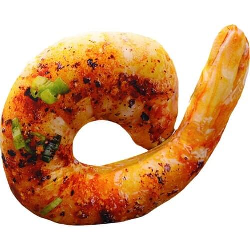 Food Pillow Innovative U-shaped Neck Pillow Gift Travel 3D Shrimp Bread Pepper Eggplant Type Pillow Travel Home Office Cushion
