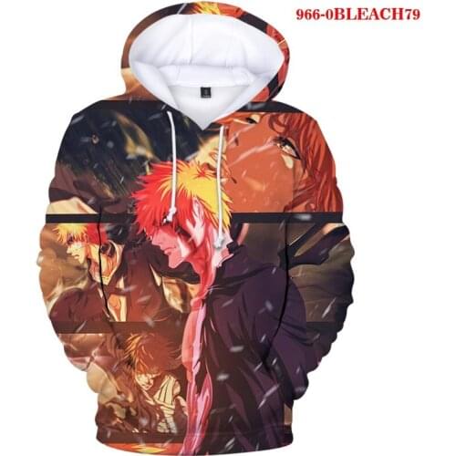 BLEACH Hooded Harajuku Sweatshirt Warm Cotton Male Streetwear Men Clothing Japanese Anime kids Hoodie Gothic Funny Tracksuit