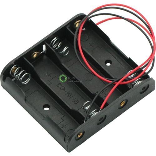 Battery Storage Case Plastic 4 x Box AA Holder Black with 6 "Wire Wholesale