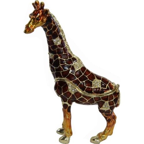 Standing dark red giraffe wild animal bejeweled trinket jewelry small jewelry earrings rings display box
