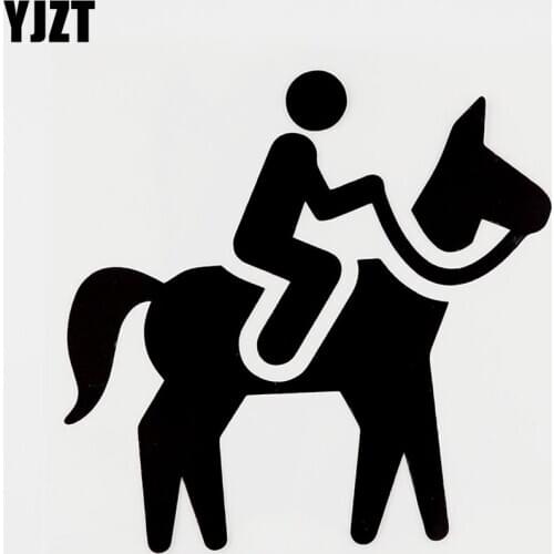 YJZT 11.8CMX11.4CM Cartoon Horse Ride Rider Silhouette Decal Vinyl Car Sticker Black/Silver 8A-0809