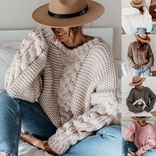 Sweaters Women Knitted Shirt Pullovers Solid Cross Twist Female O-Neck Knitwear Casual Streetwear Basic Warm Autumn Winter 2020