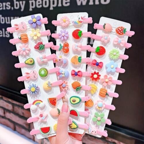 10pcs/Set Girls Cute Cartoon Animal Fruit Colorfur Hairpins Children Sweet Hair Clip Barrettes Kids Fashion Hair Accessories