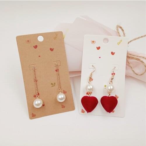 200pcs Kraft Paper Card Printed Cycling And Flower Jewelry Packing Card Retro Kraft Necklace&Earring Accessories Display Card