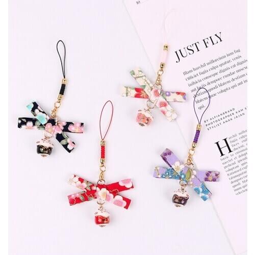 2020 New Design 1 Piece High Quality Elegant Bow Cat Pendant Mobile Phone Lanyard Cute Fashion Key Chains Strap Phone Accessory