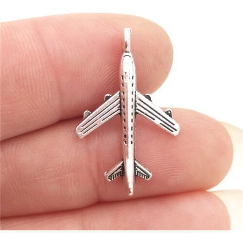 BULK 30pcs Lots Zinc Alloy Metal Plane Charms Antique Silver Plated DIY Pendants for DIY Jewelry Making 15*23mm 0.8g