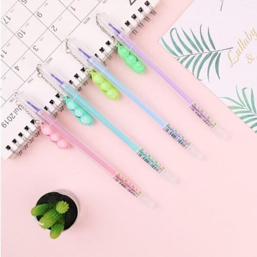 40 pcs/lot Creative Erasable Pea Pendant Gel Pen Cute 0.5mm blue ink Signature Pens Office School Writing Supplies gift