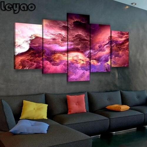 Full Drill 5D Diy Diamond Painting Multi-Picture Pink Clouds Abstract Embroidery Diamond Mosaic Cross Stitch Kit Home Decor 5pcs