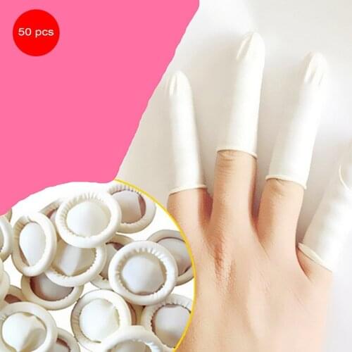 50PCS/SET Durable Natural Latex Anti-Static Finger Cots Practical Design Disposable Makeup Eyebrow Extension Gloves Tools