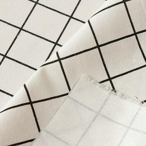 50x145cm Black and white squares cotton linen Fabric by the meter cotton hemp fabric Home textile sewing fabric