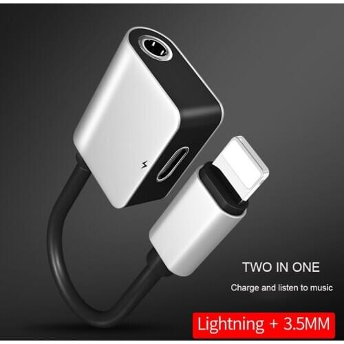 Audio Cable Adapter For iPhone 7 8 plus X 10 Earphone Cable For Lightning To 3.5mm 2 in 1 Headphone Jack Aux Cable Jack