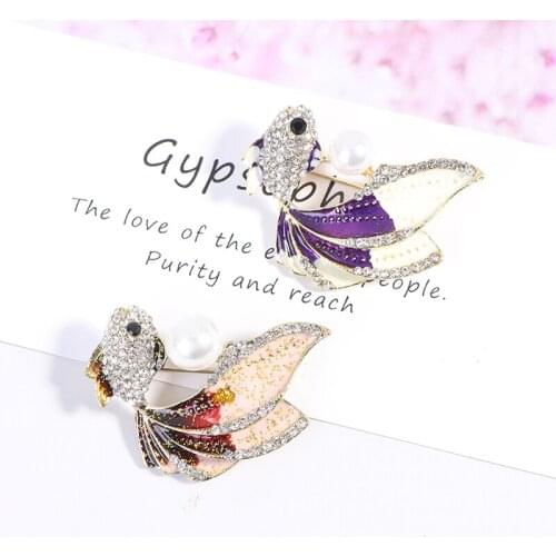 1Pc Crystal Rhinestones Goldfish Brooches Women Brooch Pin Clothes Accessories