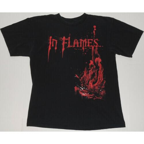 IN FLAMES Band Black Concert T Shirt Dark Tranquility Hammerfall Swedish Metal Funny Print Tops Men top tee