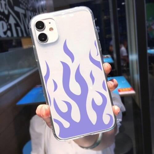 GYKZ Cool Purple Pink Flame Fire Pattern Phone Case For iPhone 11 Pro 12 XR X XS MAX SE20 7 8 6Plus Clear Soft TPU Cover Fundas