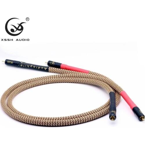 Hi End YIVO XSSH HIFI 2 core OFC Copper Silver OFC OCC 2RCA to 2RCA Jack Signal Line AUX CD Amplifier Connection RCA Audio Cable