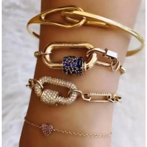 Exquisite punk style chain bracelet handmade shiny spiral buckle decorative bangle couple accessories gift for friends hip hop