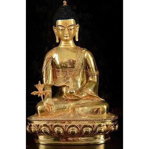 TOP GOOD Buddha figure # efficacious HOME OFFICE House Protection Talisman- Tibetan Buddhism brass the Medicine Buddha statue