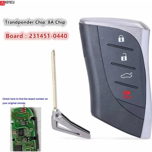 KEYECU Board 231451-0440 Keyless 312/314.3MHz Smart Remote Key Fob for Lexus ES350 LS500h 2018 2019 HYQ14FBF P/N: 8990H-50020