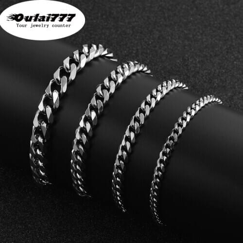2019 wholesale stainless steel mens bracelet gifts male cuban link chain on hand men accessories mans chain couple bracelets