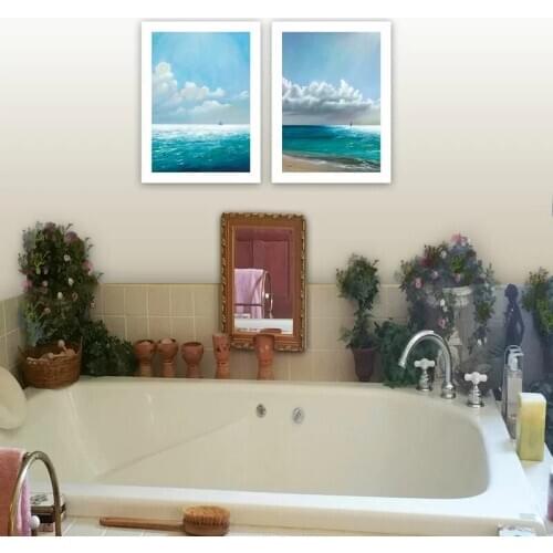 Painting 2 Set Wall Art Bihai Baiyun Blue Sky Canvas Modular Landscape Picture HD Print Posters Frame For Living Room Home Decor