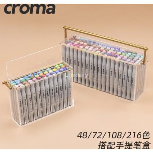 Croma X5,flagship brush & chisel dual-tip markers with alcohol-base ink,6/12/24/36/48/72/108 colors set, Professional design