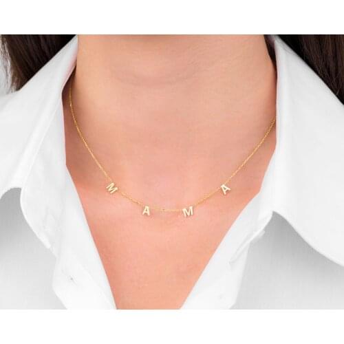 Stainless Steel Mama Pendant Necklace Letter Choker Minimalist and Sentimental Mum Gift Gift for Mother Jewelry Initial Charms