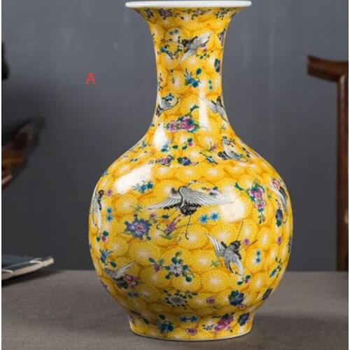 New Jingdezhen Ceramics Antique Pastel Luminous Vase Modern Chinese Living Room TV Cabinet Decoration