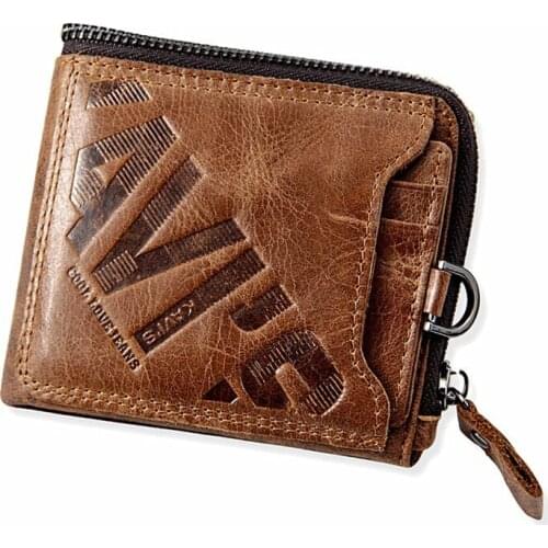 2021 NEW Crazy Horse Genuine Leather Wallet Men Coin Purse Male Cuzdan Walet Portomonee PORTFOLIO Perse Small Pocket money bag