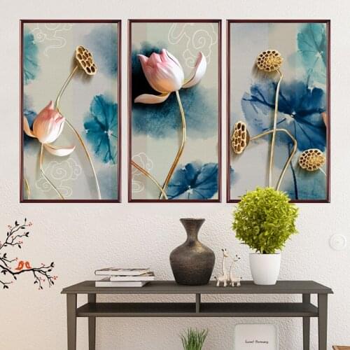 New 5D wall sticker Lotus photo frame PVC removable waterproof DIY stickers TV backdrop decorative painting creative wallpaper
