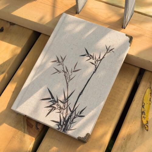 New Product Literary Retro Diary Linen A5 Notebook Horizontal Line Notepad Chinese Flowers Creative Gifts