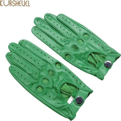 Top Fashion Women Gloves Goatskin Leather Driving Gloves Full Finger Non Slip Mitten Female Real Leather Glove AGD525