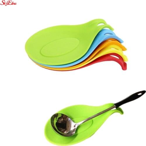 Food Grade Silicone Spoon Holder Mat Heat Resistant Placemat Spoon Rests Stand Rack Gadget Kitchen Tools Pad Accessories 5z
