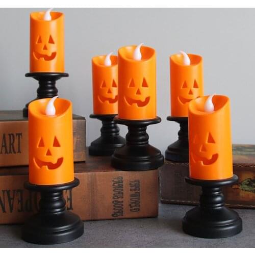 Halloween Candle Light Led Color Holder Desktop Decoration Pumpkin Skull Party Happy Home Living Room DiningCrystal Table